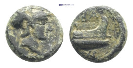 KINGS OF MACEDON. Demetrios I Poliorketes, 306-283 BC. AE (10mm, 1.73 g) Uncertain mint in Asia Minor, circa 290-283. Obv: Head of Athena to right, we...