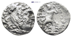 Kingdom of Macedon, AR Drachm. (17mm, 3.14 g) in the name and types of Alexander III. Uncertain mint, Head of Herakles to right, wearing lion skin hea...