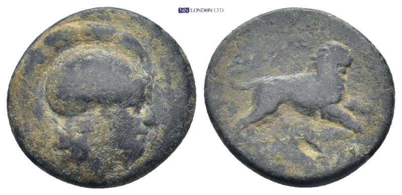 THRACIAN KINGDOM. Lysimachus (305-281 BC). AE (19mm, 5.0 g) Helmeted head of Ath...