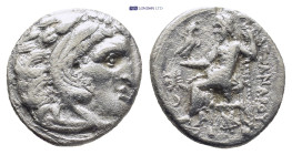 THRACIAN KINGDOM. Lysimachus (305-281 BC). AR drachm (16mm, 4.1 g) Lifetime issue of Colophon, ca. 301-297 BC. Head of Heracles right, wearing lion sk...