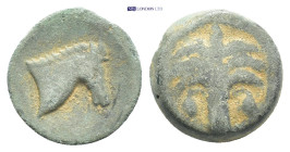 Carthaginian Domain, Sicily, c. 4th-3rd century BC. Æ (19mm, 6.3 g). Horse's head r. R/ Palm tree with two dates.