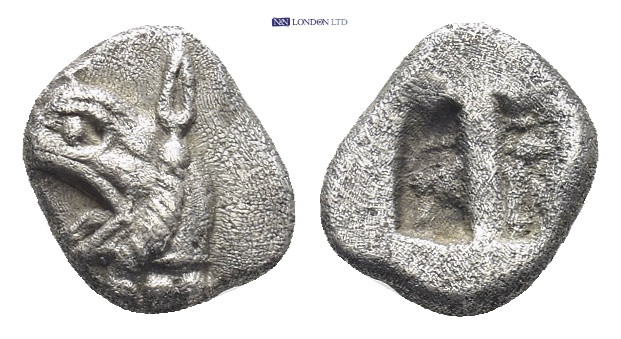 Ionia, Phokaia, AR obol (8mm, 0,65 g), ca. 521-478 BC. Obv: Head of griffin left...