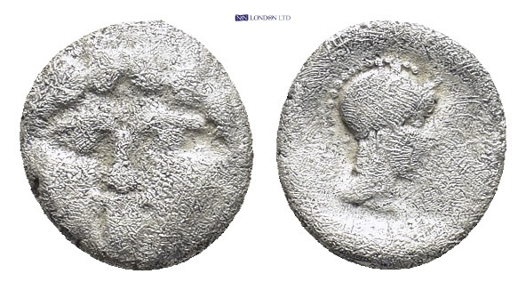 Pisidia. Selge. (350-300 BC) AR Obol. (9mm, 0.9 g) Obv: facing gorgoneion. Rev: ...