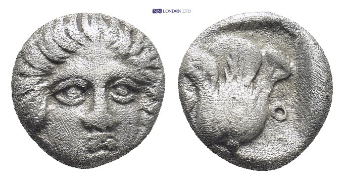 Islands off Karia, Rhodos AR Hemidrachm. (11mm, 1.8 g) c. 408/7-390. Head of Hel...