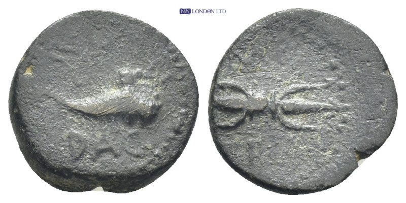 UNCERTAIN. Trajan (98-117). Ae. (16mm, 2.8 g)Obv: IMP / TRA. Thunderbolt. Rev: A...