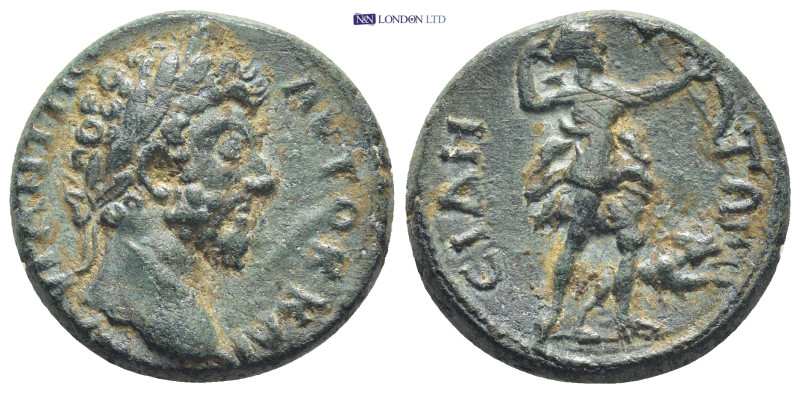 Pamphylia. Side. Marcus Aurelius AD 161-180. Bronze Æ (24mm, 10.7 g) Laureate he...