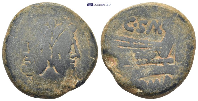 C. Sax. Ca. 169-158 B.C. Æ as (32mm, 25.3 g). Rome. Laureate head of Janus; abov...