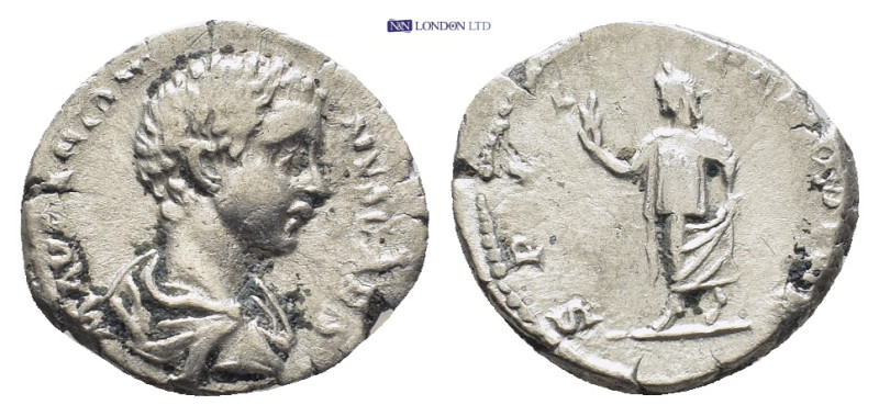 Caracalla, as Caesar (AD 198-217). AR denarius (19mm, 3.0 g). Rome, AD 196-198. ...