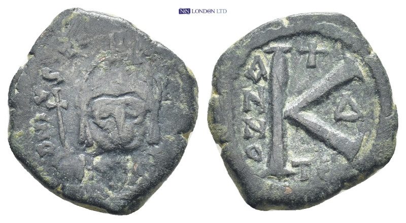 Justin II. 565-578. Æ Half Follis (20mm, 5.3 g). Thessalonica mint. Dated RY 4 (...