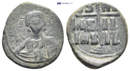 Romanus III Argyrus AD 1028-1034. Constantinople Anonymous follis Æ (27mm. 9.7 g). Bust of Christ facing, holding Gospels. R/ Legend in three lines, c...