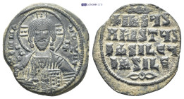 Anonymous Folles. temp. Basil II & Constantine VIII, circa 1020-1028. Æ Follis (28mm, 8.9 g). Constantinople mint. + ЄMMA NOVHΛ, facing bust of Christ...