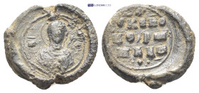 Byzantine Lead Seal (19mm, 6.1 gr) Obv: Nimbate bust of Mary. Rev: Inscription of three lines.