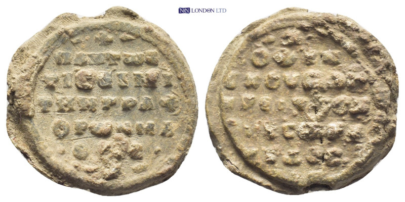 Byzantine Lead Seal (25mm, 12.0 gr) Obv: Inscription of five lines. Rev: Inscrip...