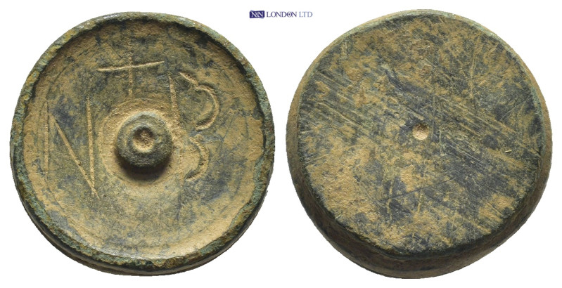 Byzantine two-nomismata weight (AD 6th–7th centuries) Discoid in form with conve...