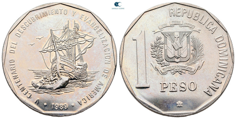 Republica Dominicana. AD 1989. 
1 Peso

 mm, 20,0 g



Uncirculated