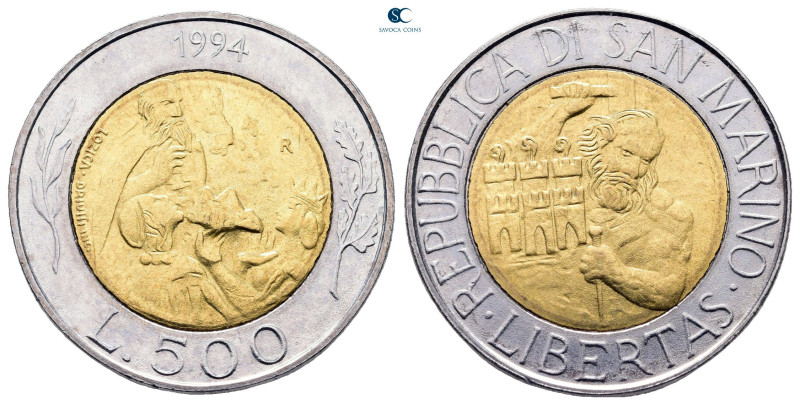 San Marino. AD 1994. 
500 Lire

 mm, 6,8 g



Nearly Uncirculated