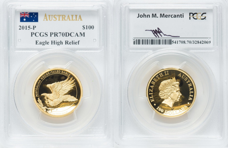 Elizabeth II gold Proof High Relief "Wedge-Tailed Eagle" 100 Dollars (1 oz) 2015...