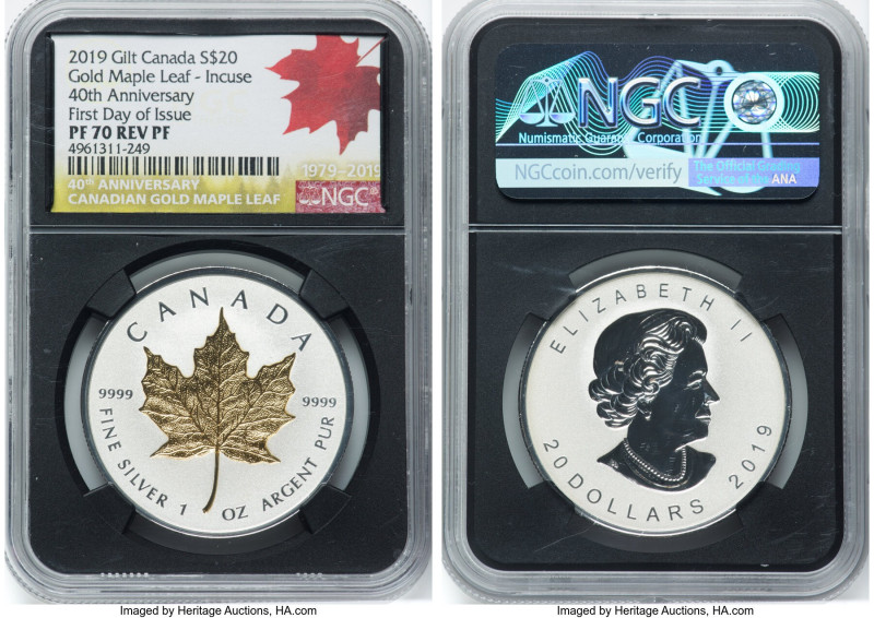 Elizabeth II gilt-silver Reverse Proof "40th Anniversary of the Gold Maple Leaf"...