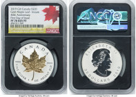 Elizabeth II gilt-silver Reverse Proof "40th Anniversary of the Gold Maple Leaf" 20 Dollars (1 oz) 2019 PR70 NGC, Royal Canadian mint, KM-Unl. Mintage...