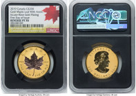 Elizabeth II gold Reverse Proof "Maple Leaf - 40th Anniversary" 200 Dollars (1 oz) 2019 PR70 NGC, KM-Unl. Incuse rose-gold plating. First Day of Issue...