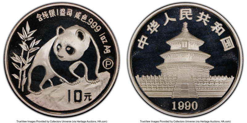 People's Republic silver Proof "Panda" 10 Yuan 1990-P PR69 Deep Cameo PCGS, KM27...