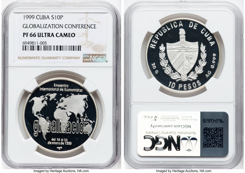 Republic silver Proof "First International Globalization Conference" 10 Pesos 19...