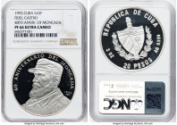 Republic silver Proof "Fidel Castro - 40th Anniversary of Moncada" 20 Pesos (2 oz) 1993 PR66 Ultra Cameo NGC, Havana mint, KM471.1. HID09801242017 © 2...