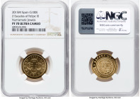 Felipe VI gold Proof "2 Escudos of Felipe III - Numismatic Jewels" 100 Euros 2015-M PR70 Ultra Cameo NGC, Madrid mint. March 2nd 2015 marked the 400th...