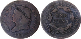 1810 Classic Head Cent. S-283, B-4. Rarity-2. Good-4 (ANACS).
PCGS# 36478. NGC ID: 224S.