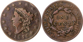 1816 Matron Head Cent. N-4. Rarity-2. Fine-12 (ANACS).
PCGS# 36532. NGC ID: 224Z.