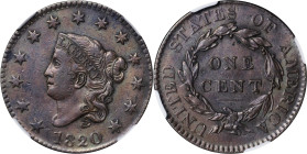 1820 Matron Head Cent. N-11. Rarity-2. Large Date. AU Details--Cleaned (NGC).
PCGS# 1615. NGC ID: 2256.