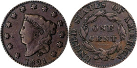 1821 Matron Head Cent. N-2. Rarity-1. Fine-12 (ANACS).
PCGS# 36709. NGC ID: 2258.