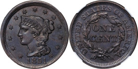 1851 Braided Hair Cent. N-5. Rarity-2. AU Details--Burnished (NGC).
PCGS# 1892. NGC ID: 226H.