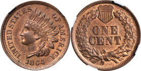 1864 Indian Cent. Bronze. Rotated Dies. MS-64 RB (NGC).
PCGS# 2077. NGC ID: 227L.