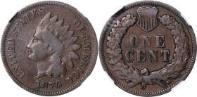 1870 Indian Cent. Bold N. Fine-12 BN (NGC).
PCGS# 2097. NGC ID: 227U.