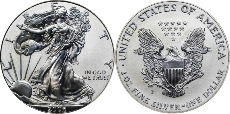 2006-P Silver Eagle. Eagle 20th Anniversary. Reverse Proof-69 (PCGS). 12th Chief...