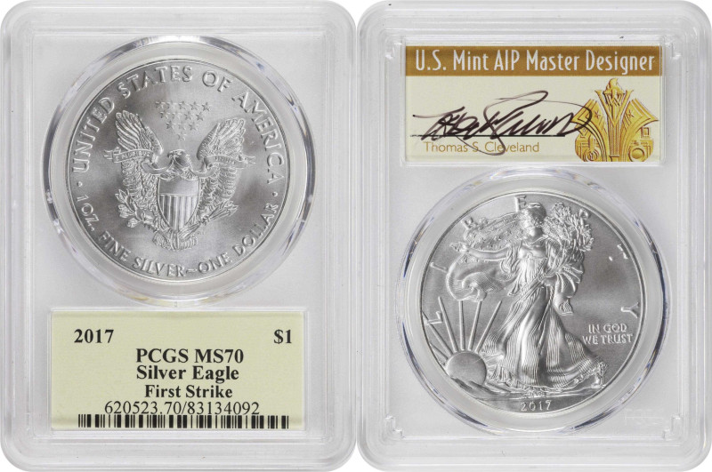 Lot of (4) Silver Eagles. MS-70 (PCGS).
Included are: 2003, U.S. Mint AIP Maste...