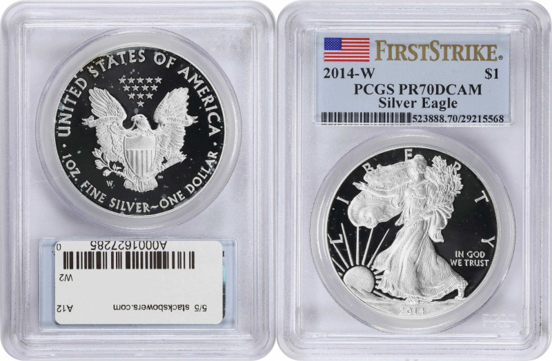 Lot of (5) Certified 2010s Proof Silver Eagles. Proof-70 Deep Cameo.
Included a...