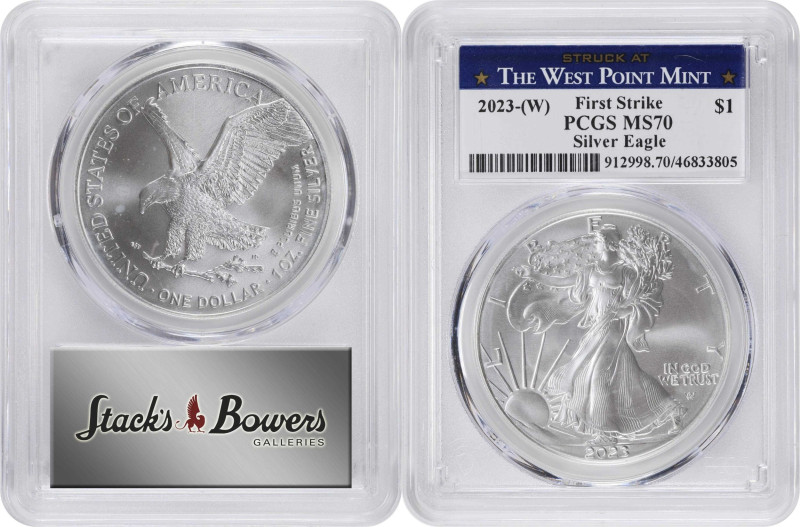 Lot of (7) Mint State Silver Eagles. (PCGS).
Included are: 2013-(S) MS-70; (2) ...