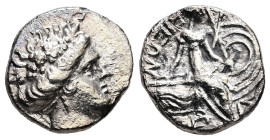 Euboia, Histiaia. AR Tetrobol, 2.04 g 14.55 mm. 3rd-2nd centuries BC.
Obv: Wreathed head of the nymph Histiaia right.
Rev: IΣTIAIEΩN. Nymph seated rig...