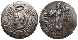 Kings of Macedon. Antigonos II Gonatas, 277/6-239 BC. AR, Tetradrachm. 17.17 g. - 30.00 mm. Amphipolis, circa 274/1-260/55.
Obv.: Horned head of Pan ...