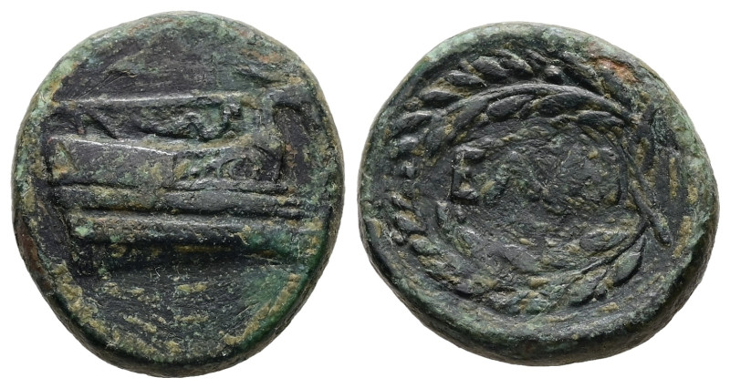 Thrace, Elaious. AE, 6.11 g 18.57 mm. Circa 4th-3rd centuries BC.
Obv: Prow of w...