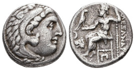 Kings of Thrace (Macedonian). Lysimachos, AR Drachm, 3.87 g 16.79 mm. 305-281 BC. Kolophon. In the name and types of Alexander III of Macedon.
Obv: He...