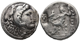 Kings of Macedon, Alexander III 'the Great'. AR Tetradrachm, 15.21 g 29.95 mm. 336-323 BC. Perga. Dated CY 16 (205/4 BC).
Obv: Head of Herakles right,...