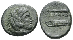 Kings of Macedon, Alexander III 'the Great'. Ae, 5.30 g 19.44 mm. 336-323 BC. Uncertain mint in Macedon.
Obv: Head of Herakles right, wearing lion ski...