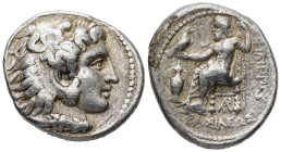 Seleukid Kingdom, Uncertain mint 6A in Babylonia. Seleukos I Nikator.AR Tetradrachm, 17.08 g 28.36 mm. 312-281 BC. As satrap, 321-315 BC. In the name ...