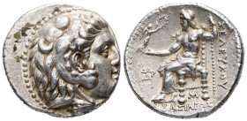 Seleukid Kingdom, Seleukos I Nikator. AR Tetradrachm, 17.22 g 27.30 mm. 312-281 BC. Seleukeia on the Tigris (I), ca. 300-281 BC.
Obv: Head of Herakle...