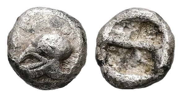 Asia Minor, Uncertain. AR Hemiobol, 0.35 g. - 6.15 mm. Late 6th-early 5th centur...