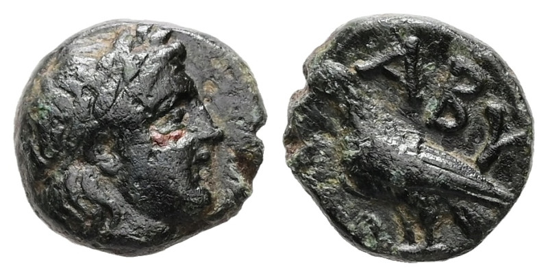 Troas, Abydos. Ae, 1.27 g 9.86 mm. Circa 350-300 BC.
Obv:Laureate head of Apollo...