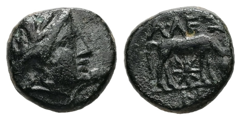 Troas, Alexandreia. Ae, 0.93 g 9.58 mm. Circa 302/1 BC. 
Obv: Laureate head of A...